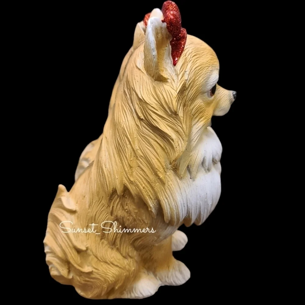 Valentines Pomeranian Pom Dogs Hearts & Rose Resin Figure Statue Decor